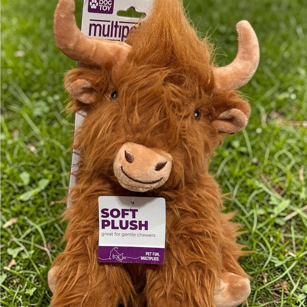 Multipet Soft Plush Highland Cow Dog Toy - Rusty Brown NWT
